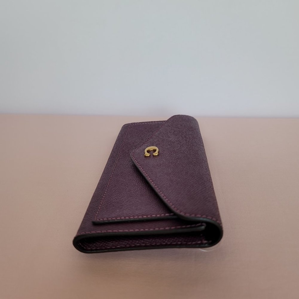 COACH Wyn Envelope Crossgrain Leather Large Wallet –Deep Berry⭐ - Picture 11 of 16